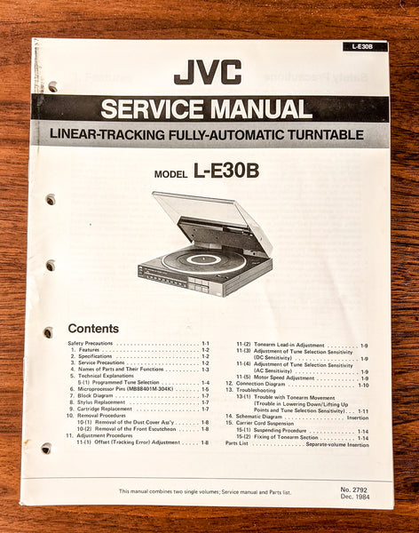 JVC L-E30B Record Player / Turntable Service Manual *Original*