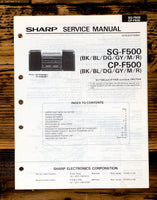 Sharp SG-F500 CP-F500 Radio / Stereo System Service Manual *Original*