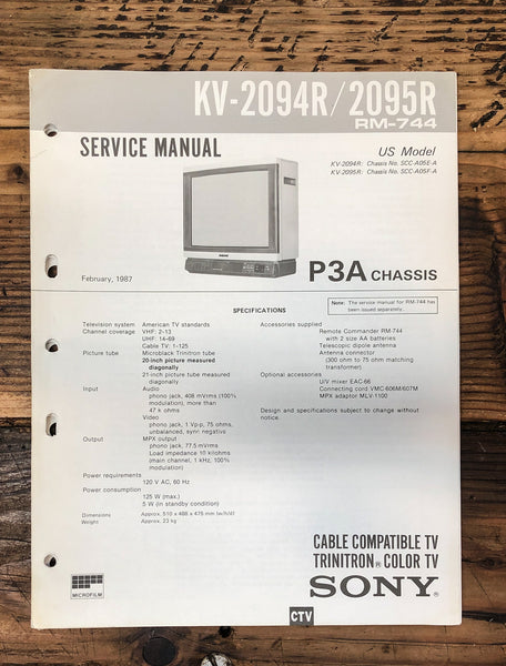 Sony KV-2094R KV-2095R TV  Service Manual *Original*