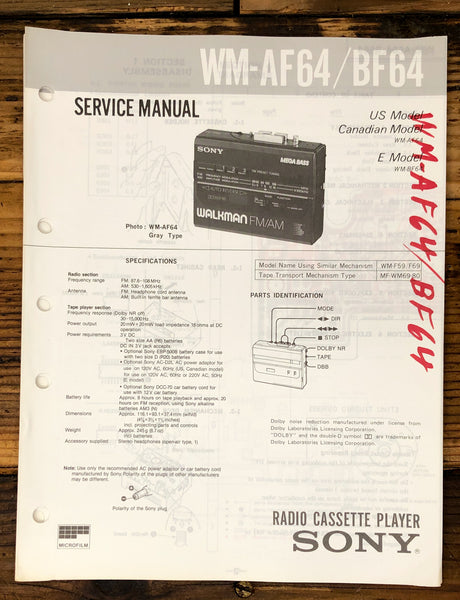 Sony WM-AF64 WM-BF64   Service Manual *Original*