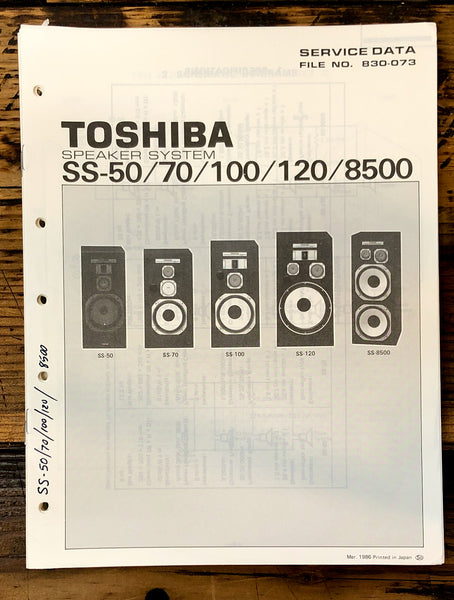 Toshiba SS-50 -70 -100 -120 -8500 Speaker Service Manual *Original*