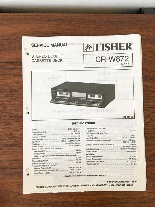Fisher CR-W872 Cassette Service Manual *Original*