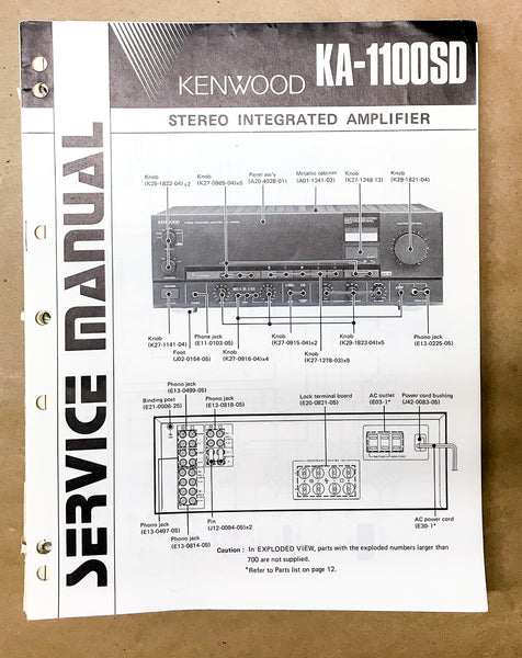 Kenwood KA-1100SD Integrated Amplifier Service Manual *Original*