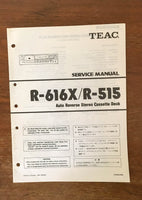 Teac R-616X R-515 Cassette Tape Deck  Service Manual *Original* #2