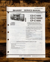 Sharp CD-C1800 -C1800C CP-C1800 Stereo Service Manual *Original*