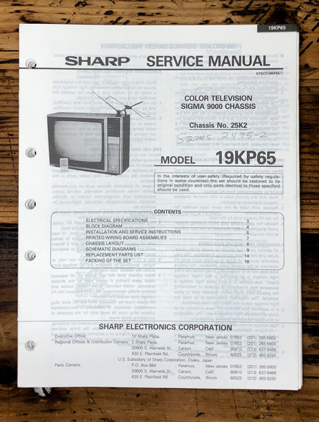 Sharp 19KP65 TV / Television Service Manual *Original*