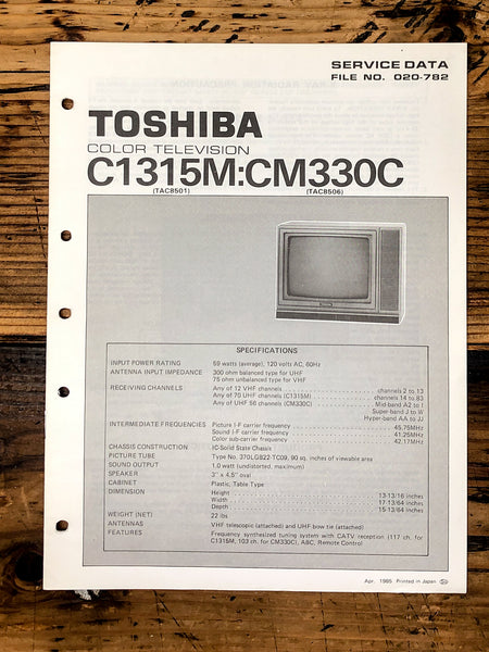Toshiba C1315M CM330C TV / Television Service Manual *Original*