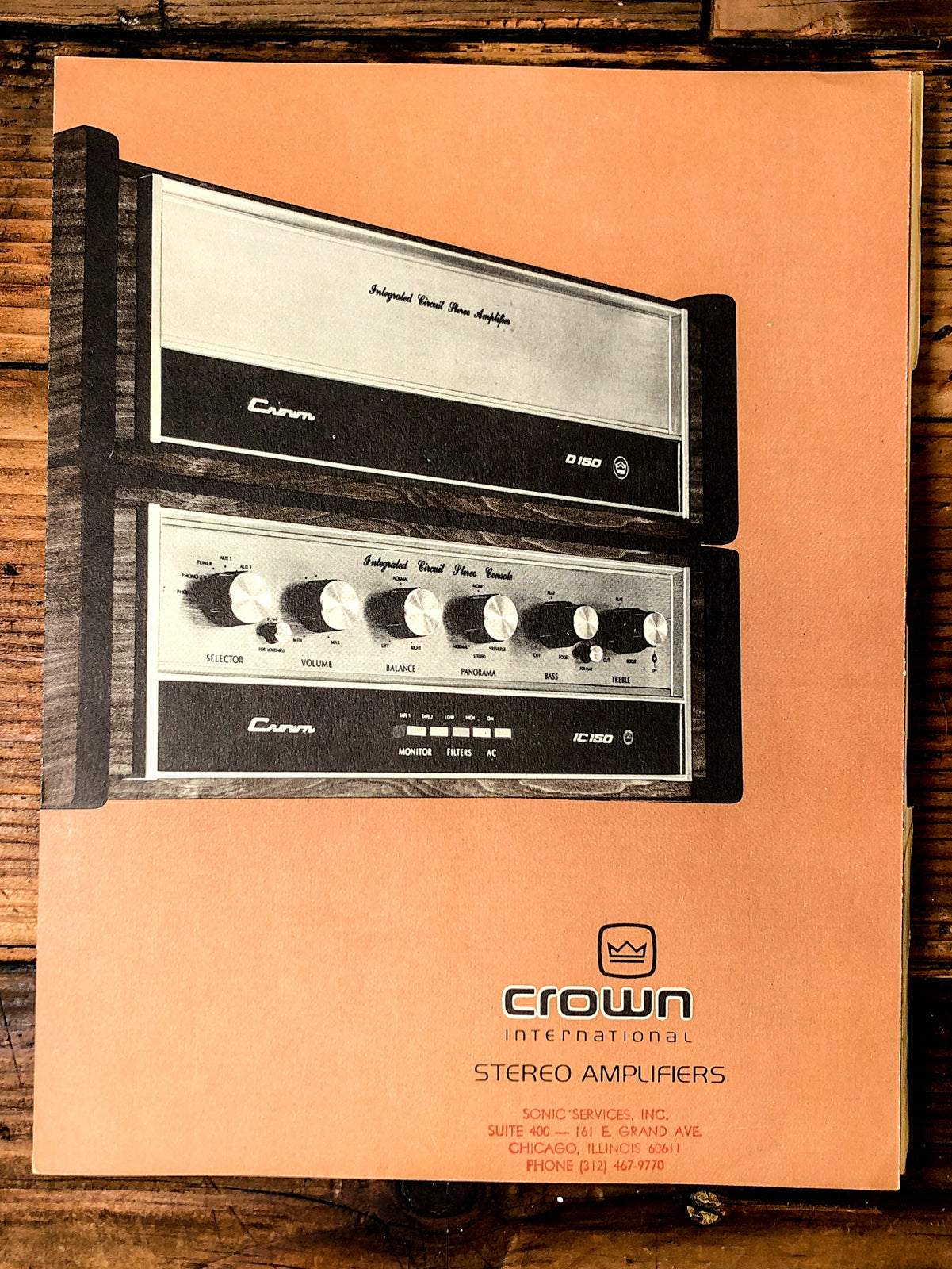 Crown Stereo IC-150 DC-300A D-60 D-150 HIFI 3 pg Dealer Brochure *Orig*