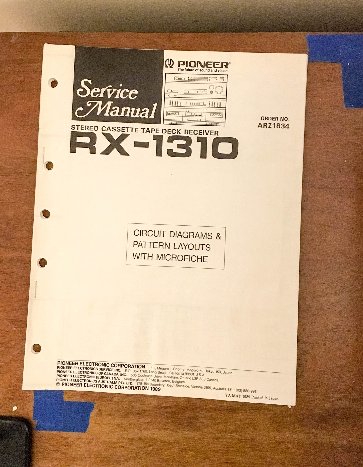 Pioneer RX-1310 Cassette Receiver Service Manual *Original*