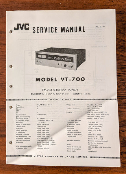 JVC VT-700 Tuner Service Manual *Original*