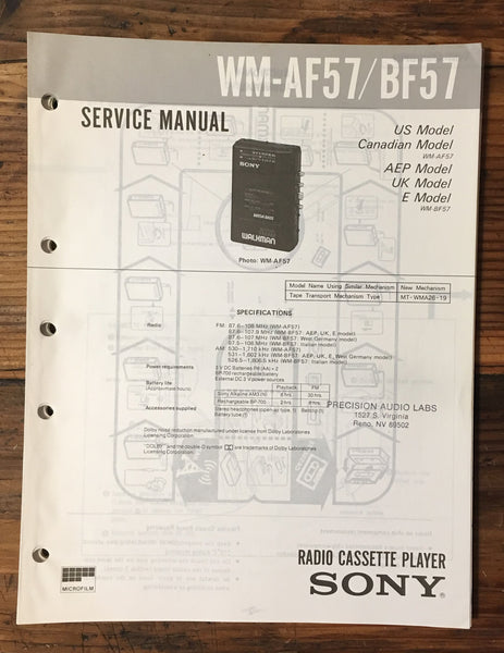 Sony WM-AF57 WM-BF57 Cassette Service Manual *Original*