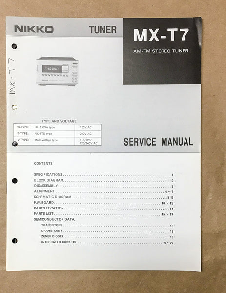 Nikko MX-T7 Tuner Service Manual *Original*