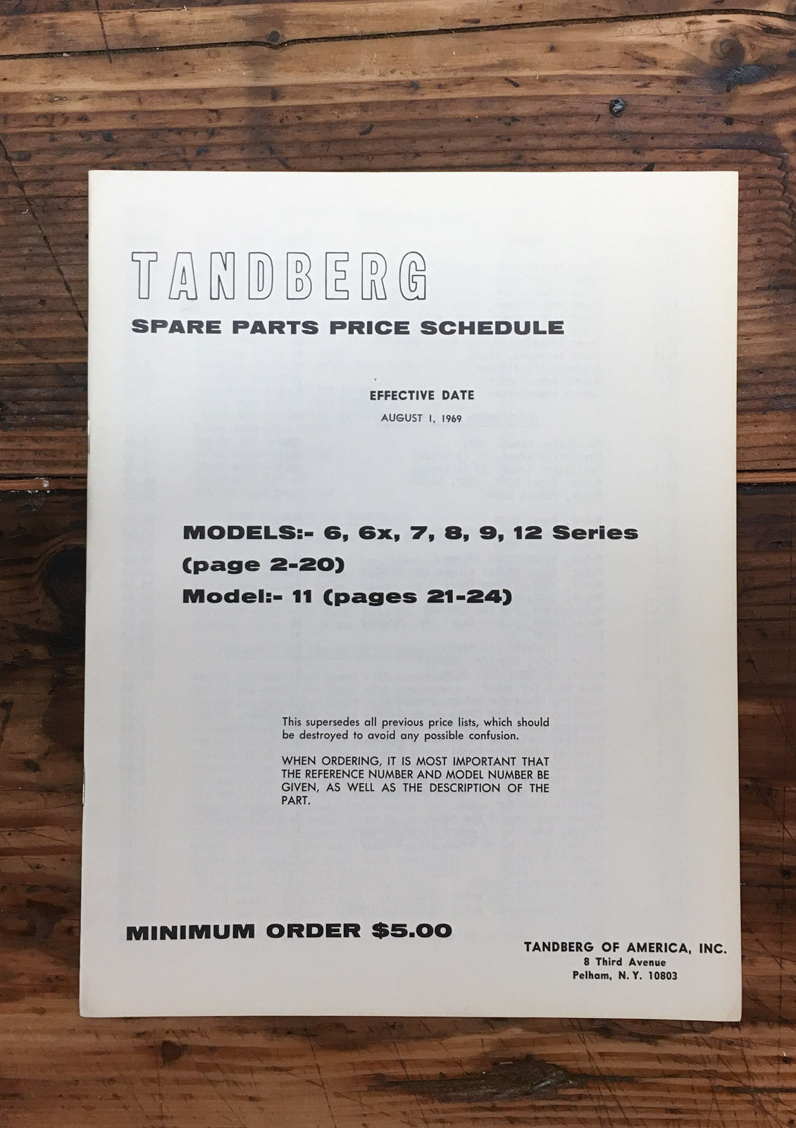 Tandberg Model 6 6x 7 8 9 11 12 Series   Spare Parts Manual *Original*