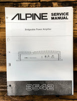 Alpine Model 3542 Power Amplifier  Service Manual *Original*