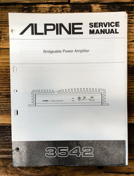 Alpine Model 3542 Power Amplifier  Service Manual *Original*