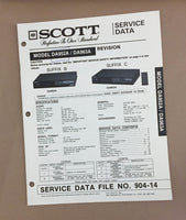 Scott DA952A DA963A CD Player  Service Manual *Original*