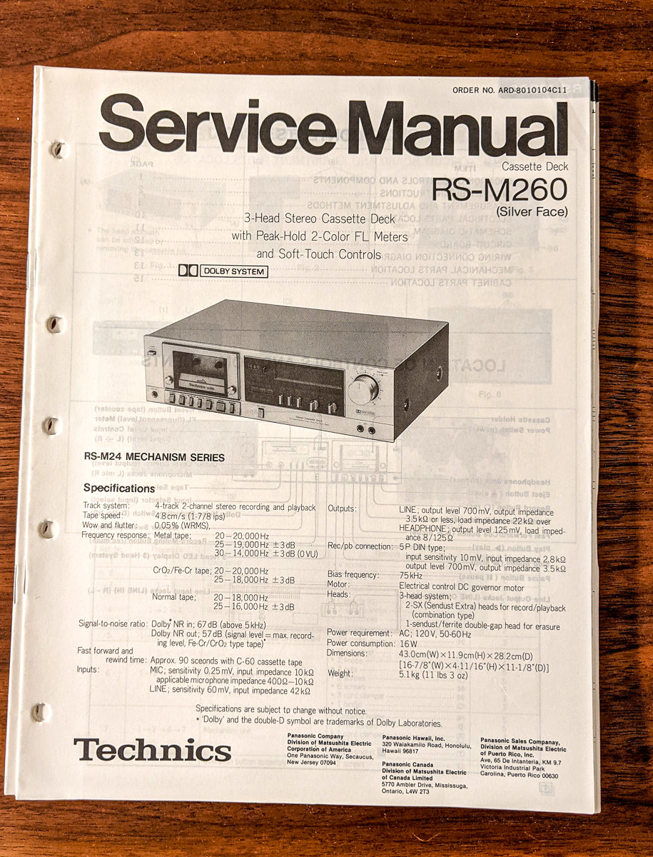 Panasonic RS-M260 Cassette Service Manual *Original*