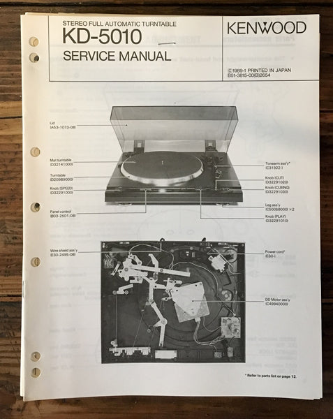 Kenwood KD-5010 Record Player / Turntable Service Manual *Original*