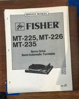 Fisher MT-225 MT-226 MT-235 Record Player / Turntable Service Manual *Original*