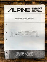 Alpine Model 3543 Power Amplifier  Service Manual *Original*