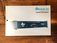 DBX Model 163 Compressor / Limiter Owner / Instruction Manual *Orig*