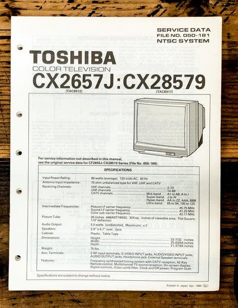 Toshiba CX2657J CX28579 TV Television Service Manual *Original*
