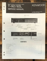 Kenwood T-92 T-92L Tuner  Service Manual *Original*