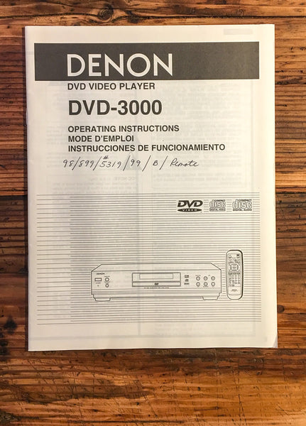 Denon DVD-3000 DVD Player  Owners Manual *Original*