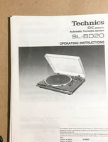 Technics  SL-BD20 Record Player / Turntable  Owners Manual *Original*