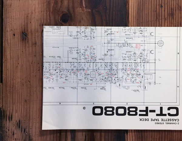 Pioneer CT-F8080 D Cassette Large Fold Out Schematic Sheet *Original*