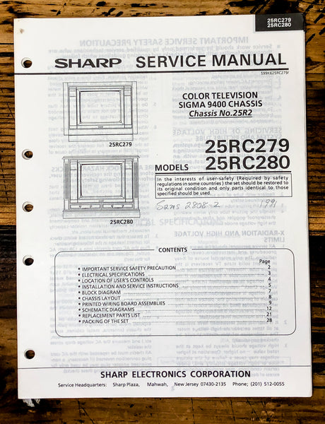 Sharp 25RC279 25RC280 TV / Television Service Manual *Original*