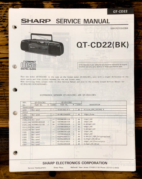 Sharp QT-CD22 Radio Service Manual *Original*