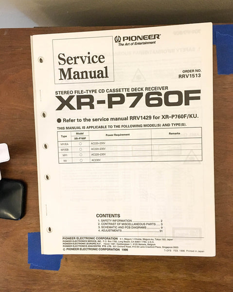 Pioneer XR-P760F Stereo System Service Manual *Original* #1