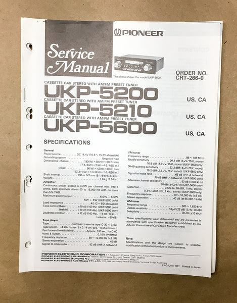 Pioneer UKP-5200 UKP-5210 UKP-5600 Car Stereo Service Manual *Original*