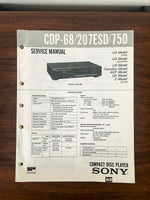 Sony CDP-68 CDP-207ESD CDP-750 CD Player Service Manual *Original*