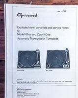 GARRARD ZERO 100 TURNTABLE SERVICE MANUAL