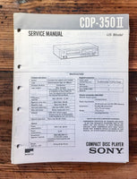 Sony CDP-350 II CD Player  Service Manual *Original*