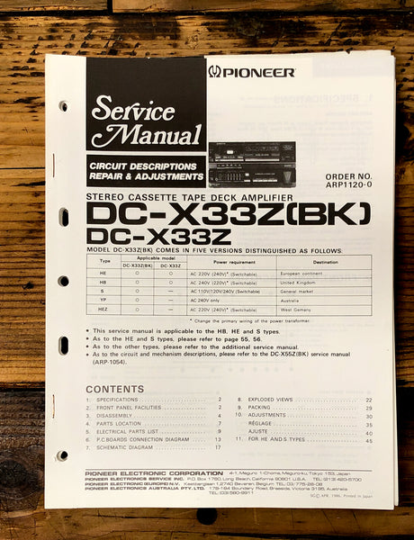 Pioneer DC-X33Z  Stereo  Service Manual *Original*