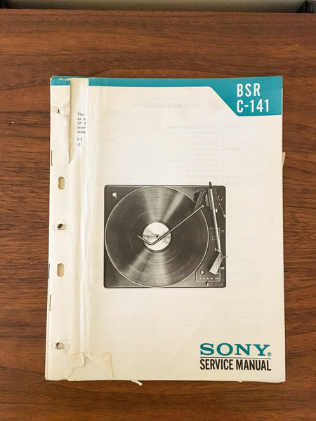 BSR / Sony C-141 C141 Record Player / Turntable Service Manual *Original* #2