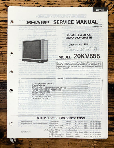 Sharp 20KV555 TV / Television Service Manual *Original*