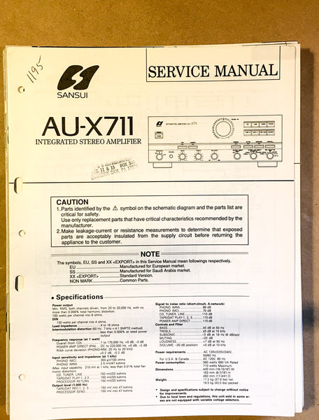 Sansui AU-X711 Amplifier Service Manual *Original*