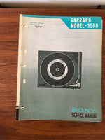 Garrard / Sony Model 3500 Turntable Service Manual *Original*