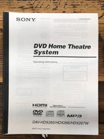 Sony DAV-HDX265 -HDX266 -HDX267W DVD  Owner / User Manual *Original*