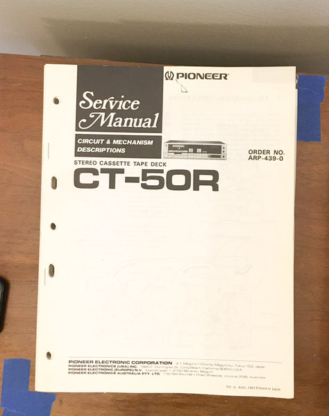 Pioneer CT-50R Cassette  Service Manual *Original* #1