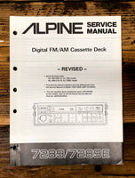 Alpine Model 7289 7289E Car Stereo Revised Service Manual *Original*
