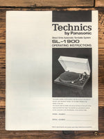 Technics SL-1900 Record Player / Turntable  Owner / User Manual *Original*