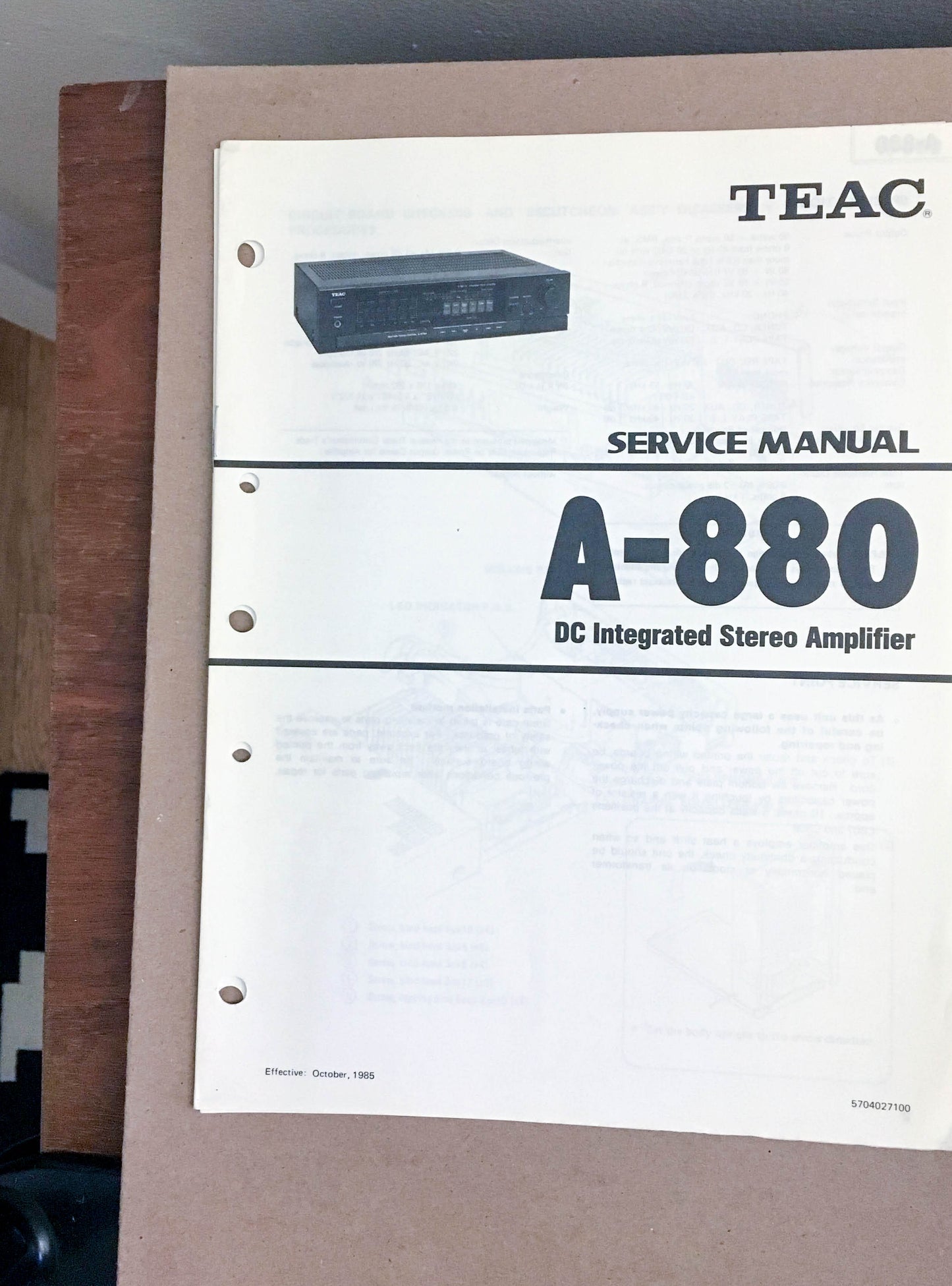 Teac A-880 Amplifier  Service Manual *Original*