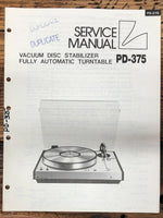 Luxman PD-375 Record Player / Turntable  Service Manual *Original*