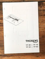 Thorens TP-22 TP-30 TP-70 TP-63 Turntable Tonearm Alignment Template *Original*