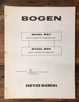Bogen Model MSC MSR Stereo Service Manual *Original*